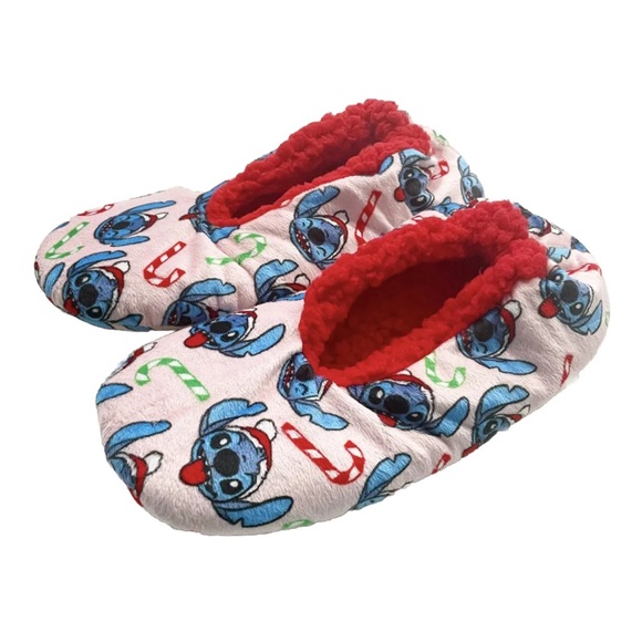 Disney Lilo & Stitch Women’s Slippers M 7-9 Pink Sherpa Lined Non Slip Holiday - Picture 3 of 6